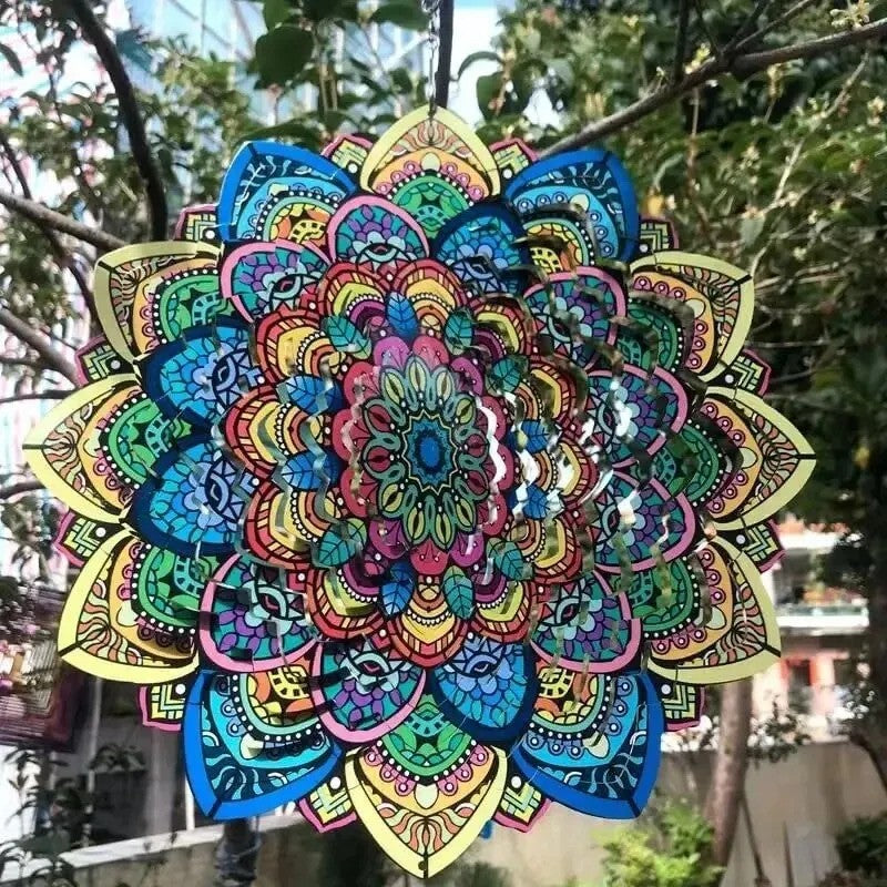 Mesmerizing Mandala Wind Spinner: 3D Art in Motion