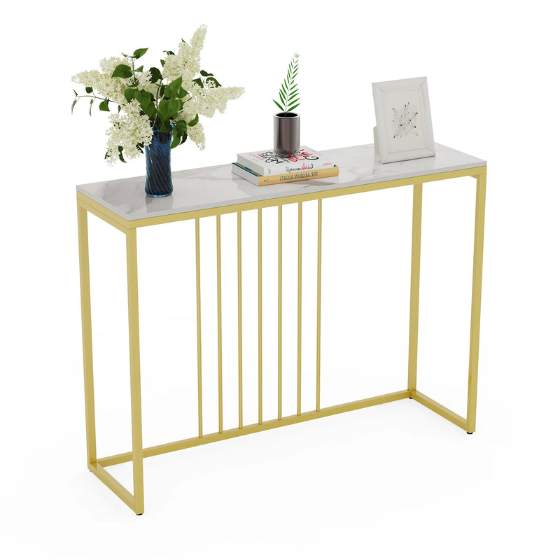 Modern Gold Metal Frame Marble Console