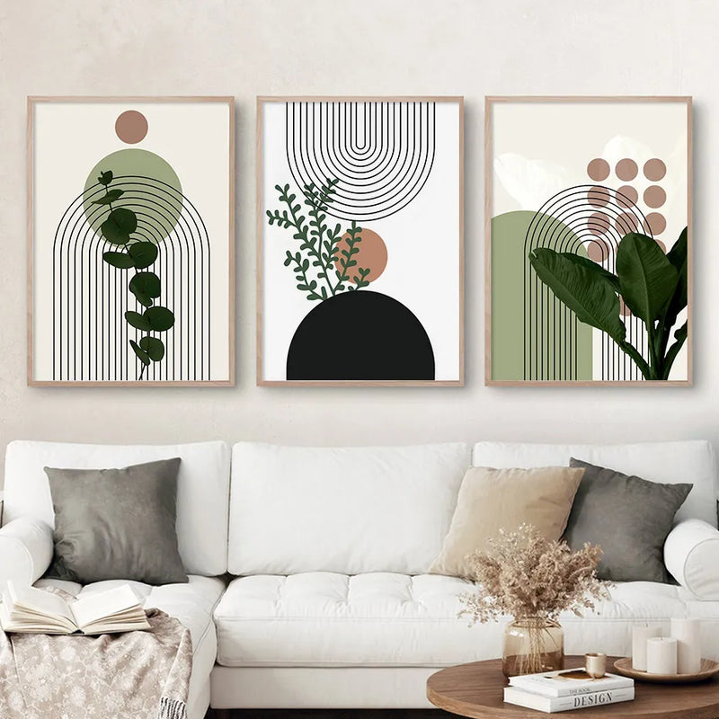 3pcs Modern Green Plants Canvas Art