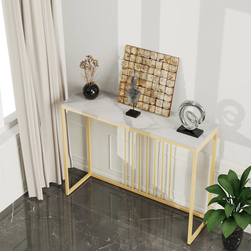 Modern Gold Metal Frame Marble Console