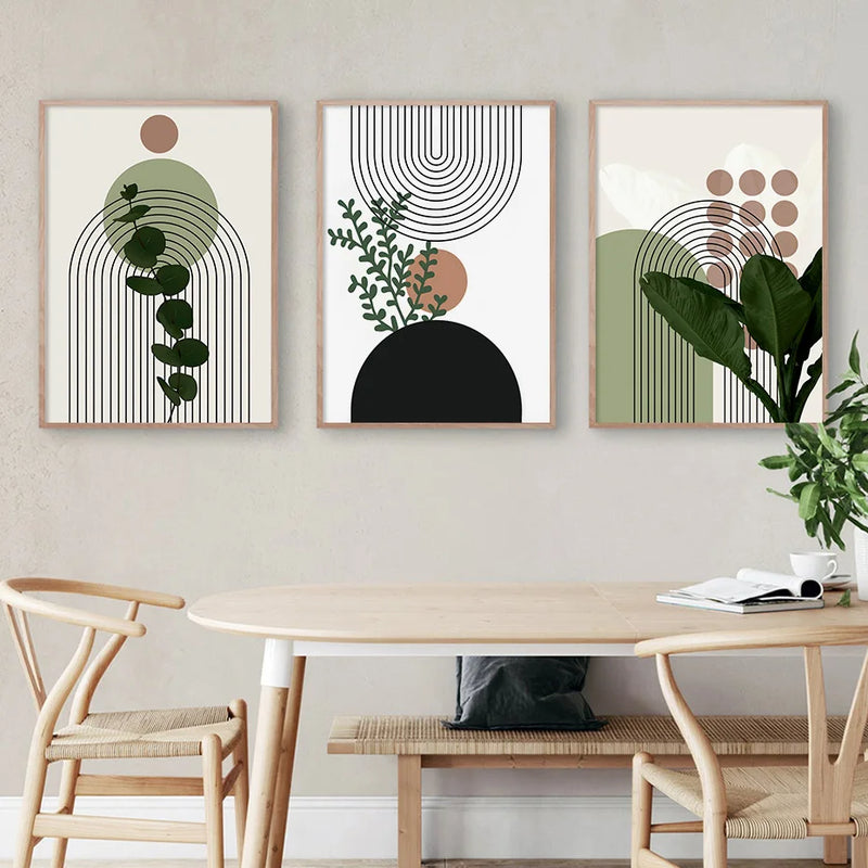 3pcs Modern Green Plants Canvas Art