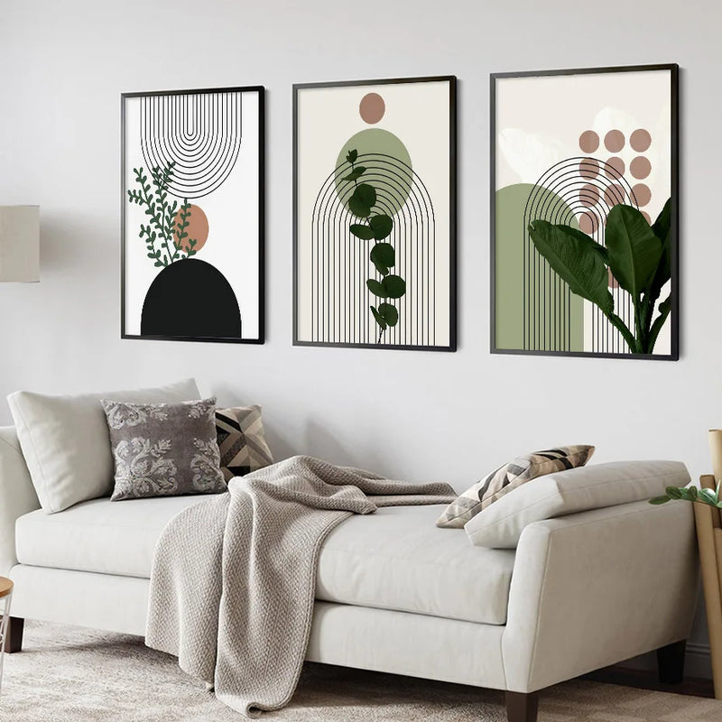 3pcs Modern Green Plants Canvas Art